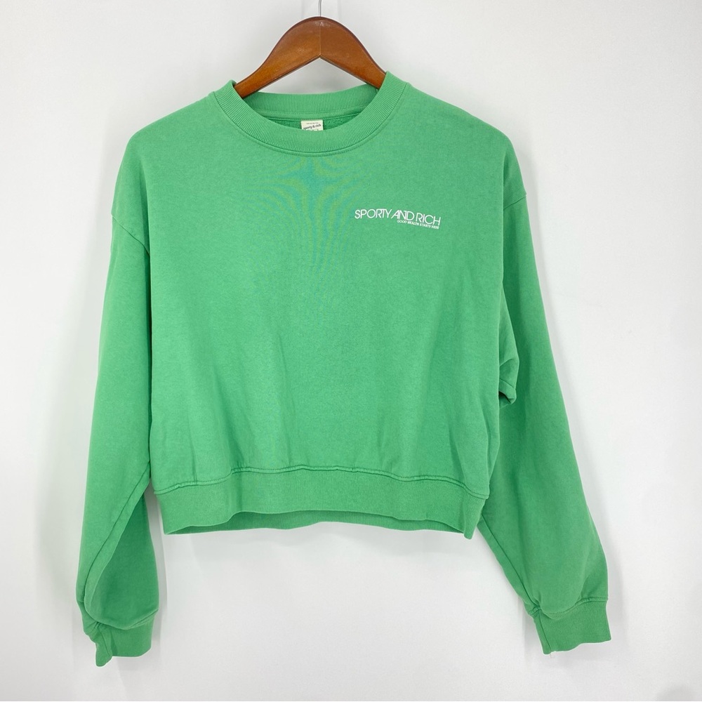 Sporty and Rich Crop Sweatshirt Kelly Green - SZ XS - Picture 3 of 6